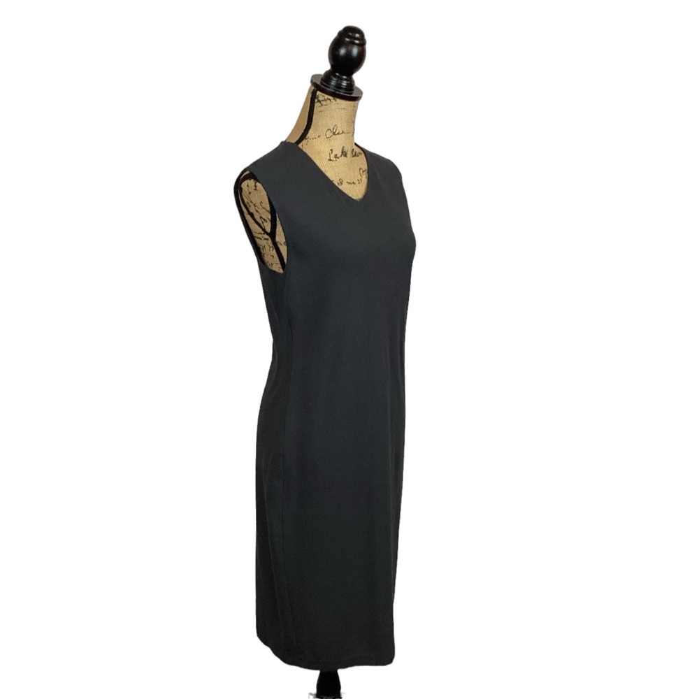 VINCE Sleeveless Sheath V-Neck Dress Dark Gray